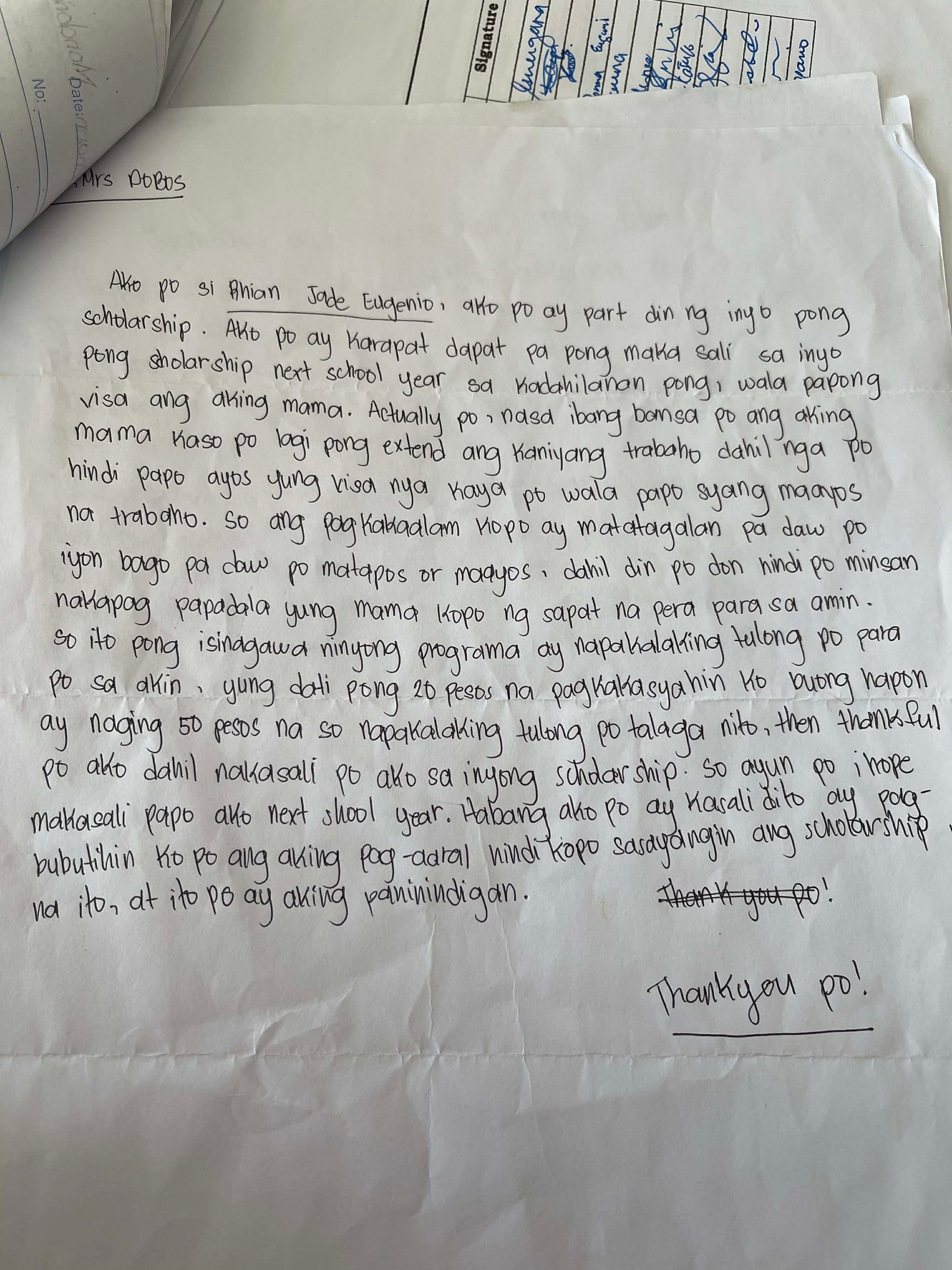 Letter from a scholar 2