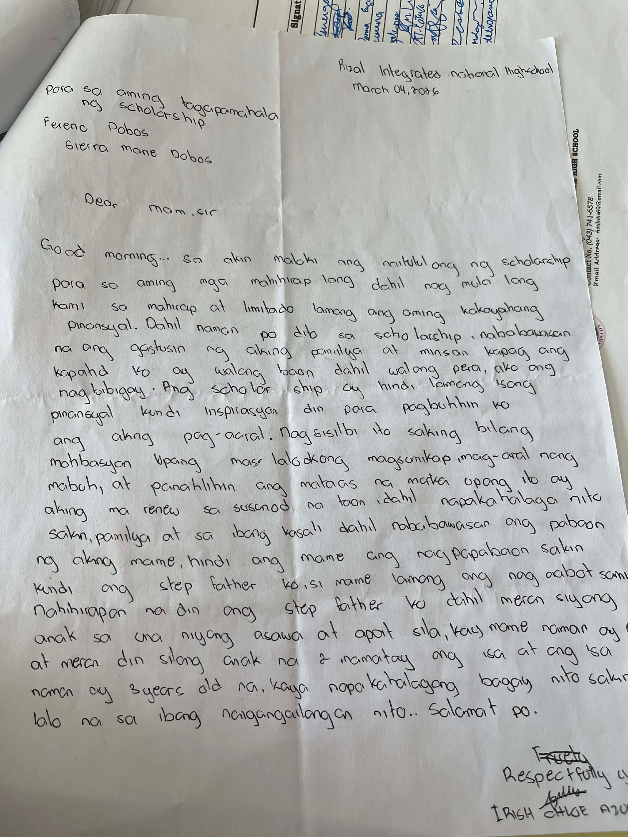 Letter from a scholar 4